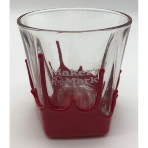 Makers Mark Bourbon Whiskey Tumbler Glass Hexagon Red Wax Drip KY